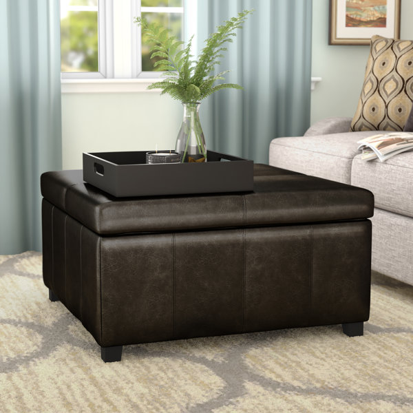 Andover Mills™ 35.25" Wide Faux Leather Square Storage Ottoman & Reviews Wayfair